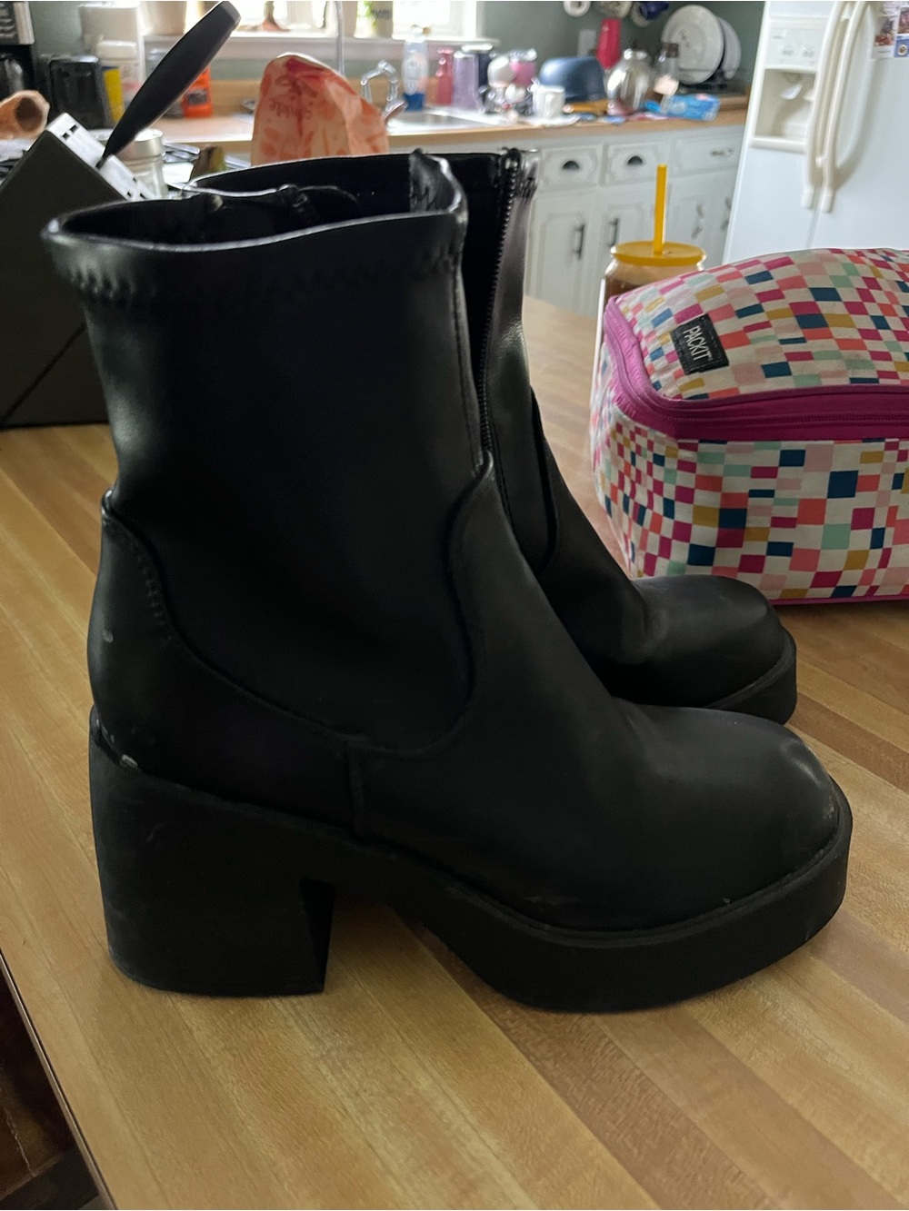 Steve Madden Black Platform Ankle Booties with Side Zip